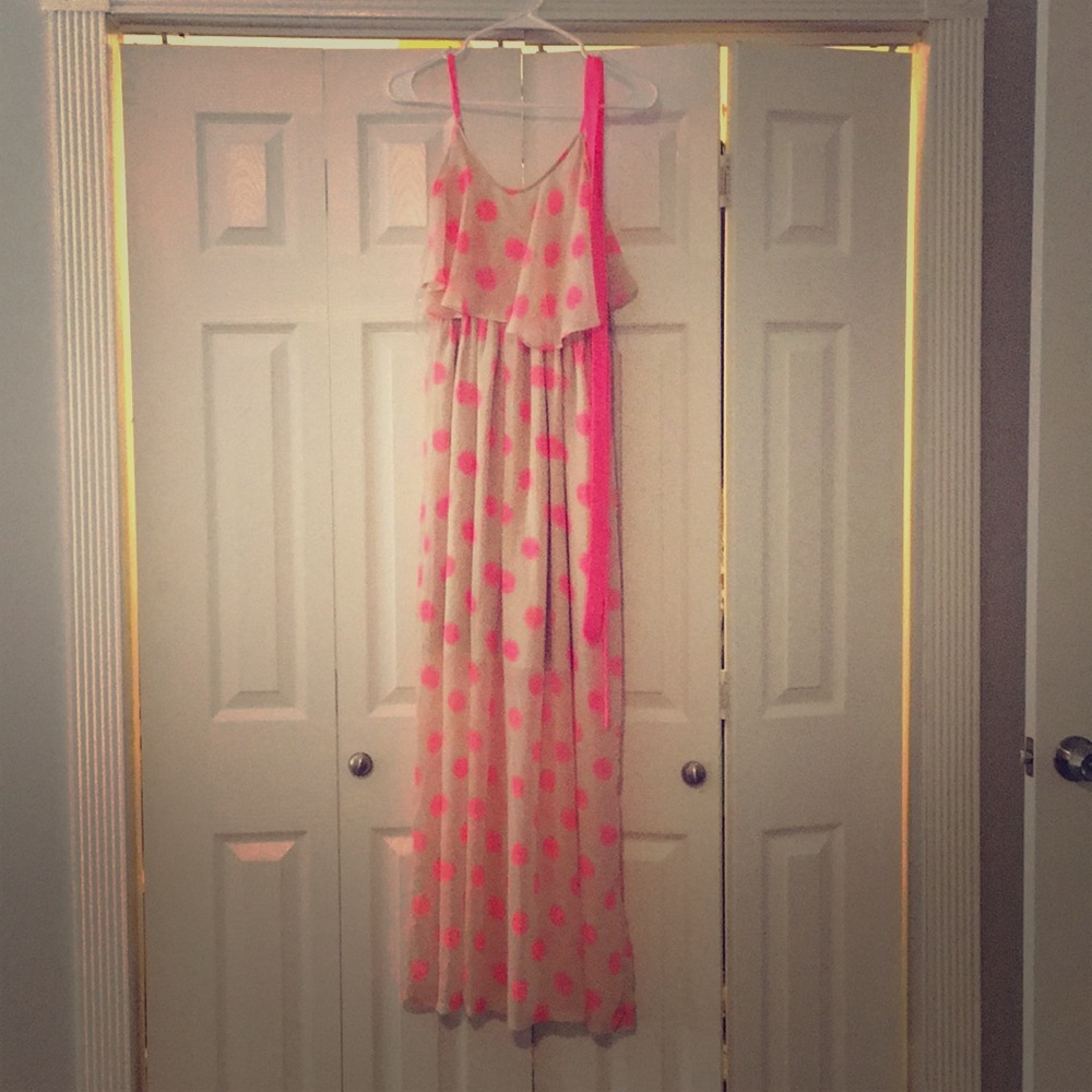 Neon polka dot maxi